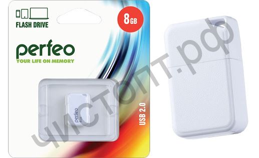 флэш-карта Perfeo 8GB M03 White мини брелок