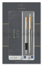 Набор Parker Jotter Ручка перьевая + Ручка шариковая Stainless Steel GT Core FK691 2093257