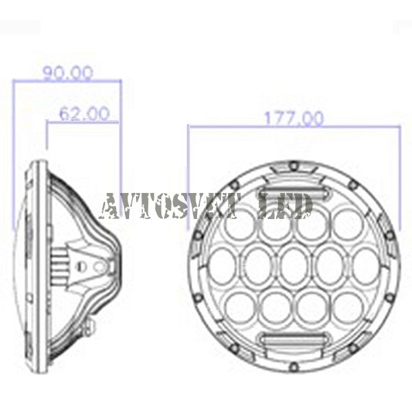 Светодиодные фары 7 дюймов G7-704 90W BLACK