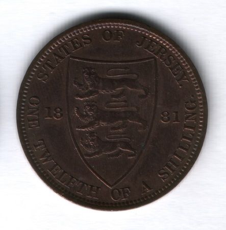 1/12 шиллинга 1881 года Джерси XF+, редкий год