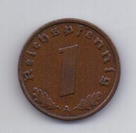 1 пфенниг 1937 года AUNC Германия