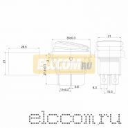 Выключатель клавишный 250V 15А (4с) ON-OFF красный с подсветкой ВЛАГОЗАЩИТА (RWB-507)