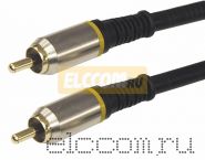 Шнур 1RCA Plug - 1RCA Plug 1.5м (GOLD) - металл REXANT