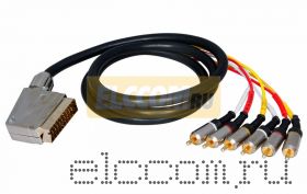 Шнур SCART Plug - 6RCA Plug 1.5М (GOLD) - металл REXANT