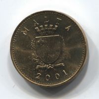 1 цент 2001 года Мальта UNC