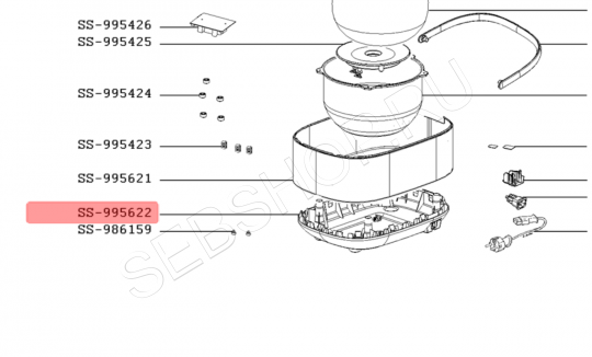 Основание (днище) мультиварки TEFAL RK812. Артикул SS-995622