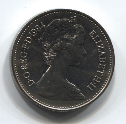 5 пенсов 1984 года Великобритания UNC