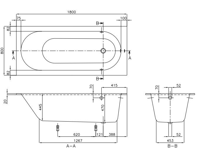 Квариловая ванна Villeroy&Boch Oberon 180x80 UBQ180OBE2V-01 ФОТО