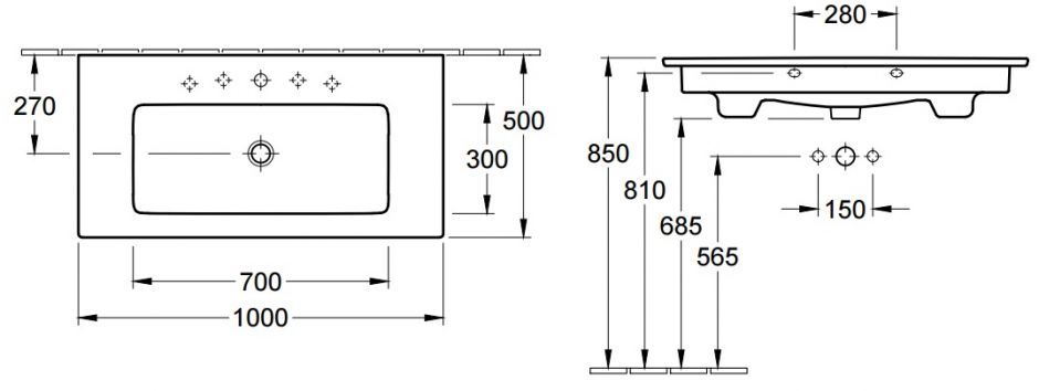 Раковина Villeroy&Boch Venticello 4104 ALR1 100x50 ФОТО