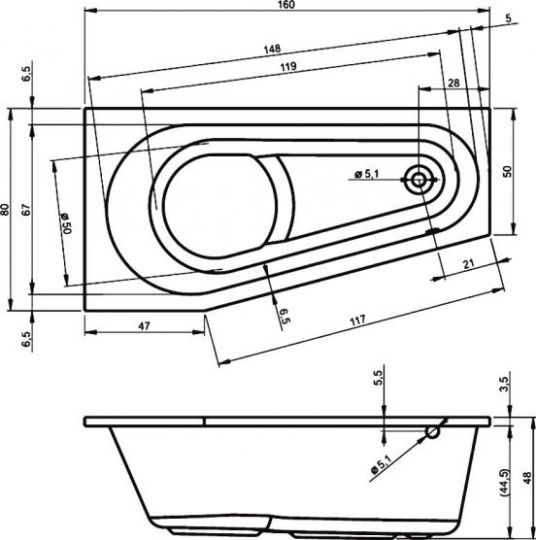 Riho ванна Delta 160 х 80 см BB82 схема 11