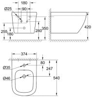 Grohe Euro Ceramic фарфоровое биде 39208000 схема 1