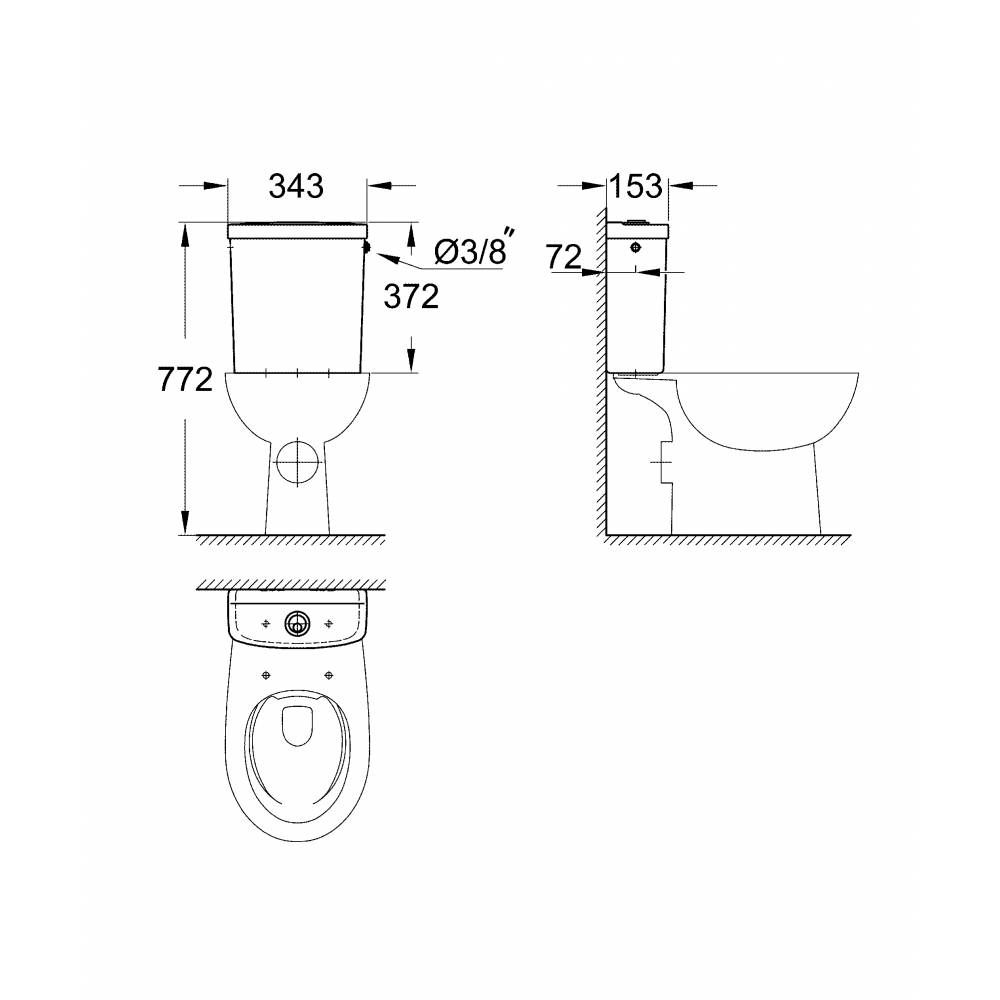 Grohe Bau Ceramic фарфоровый бачок для унитаза 39437000 схема 2