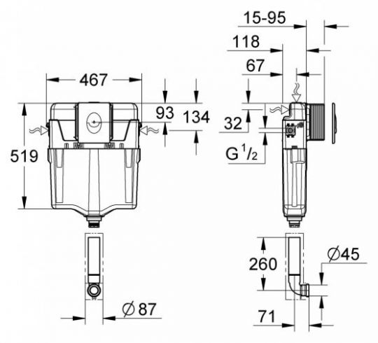 Grohe Rapid Sl скрытый бачок для унитаза 92248300 ФОТО