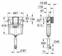 Grohe Rapid Sl скрытый бачок для унитаза 7.8900.9.020.0 схема 2