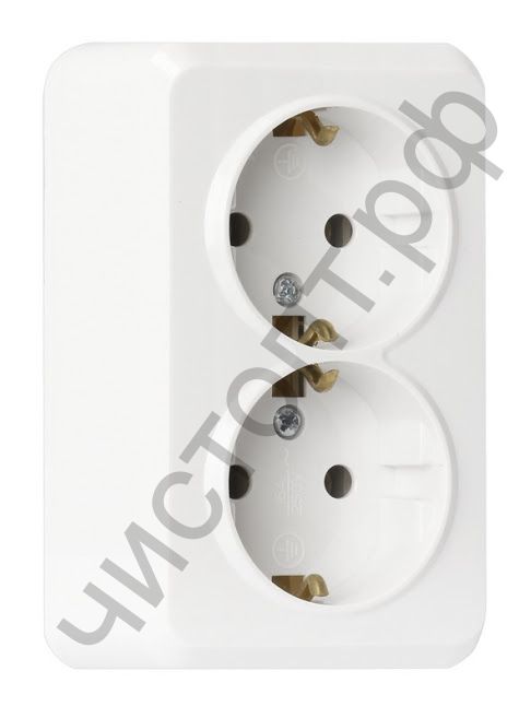 Розетка Smartbuy 2-местная 16А с заземлением белая "Юпитер" (SBE-03w-16-S2-Z) открытый