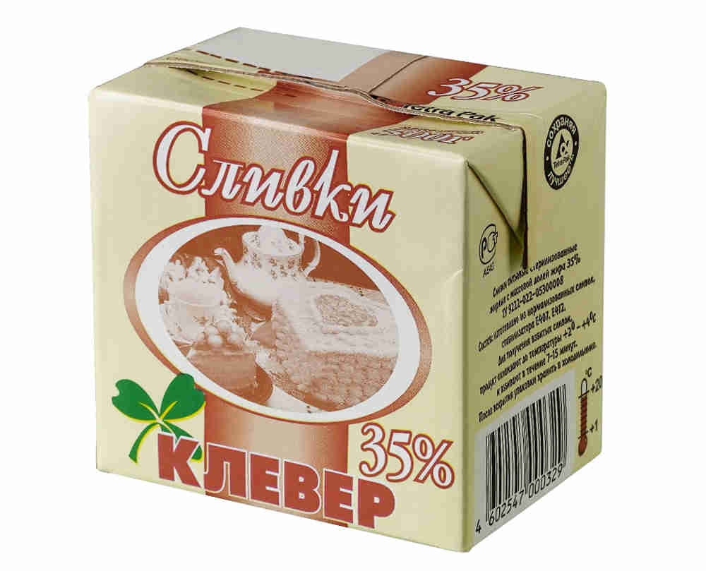 Сливки  "Клевер" 35% 0,5 л