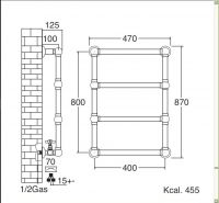 Полотенцесушитель-радиатор для ванной Sbordoni SBSPAR4/1CR 47x87 схема 2