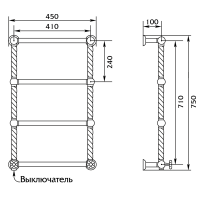 Полотенцесушитель лесенка Migliore Edera ML.EDR-EL.100.br 47,5x77,5 схема 2