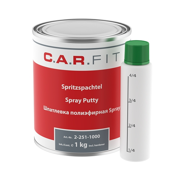 Carfit Spray Двухкомпонентная шпатлёвка полиэфирная напыляемая, 1,2кг.