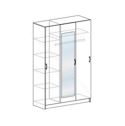 Шкаф распашной "Басса" (Бася) трехдверный с зеркалом ШК 553
