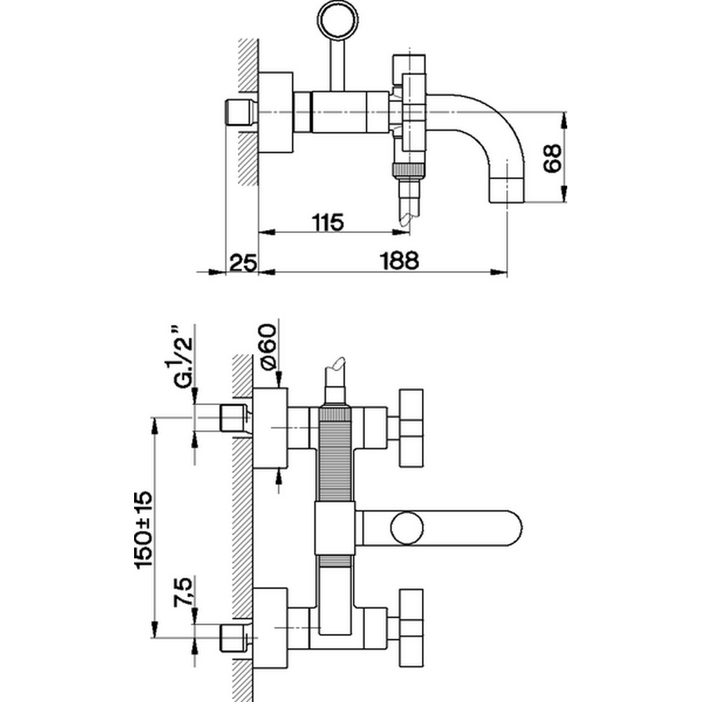 Смеситель для ванны Cisal Barcelona BA000133/BA000103 схема 2