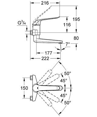 Смеситель Grohe Euroeco Speсial для раковины 32772000 схема 2