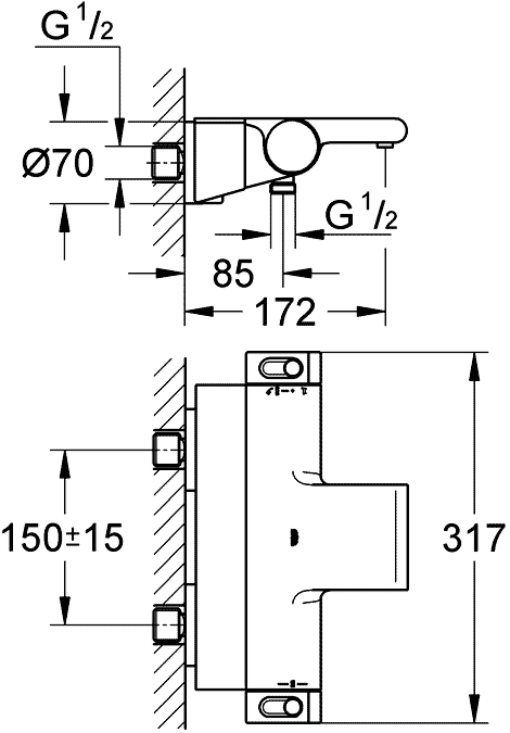 Смеситель Grohe Grohtherm 2000 для ванны 34464001 ФОТО