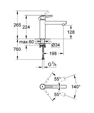 Смеситель Grohe Concetto New на кухню с настольным монтажом 31210001 схема 2