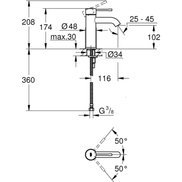 Смеситель Grohe Essence для раковины 23590001 схема 2