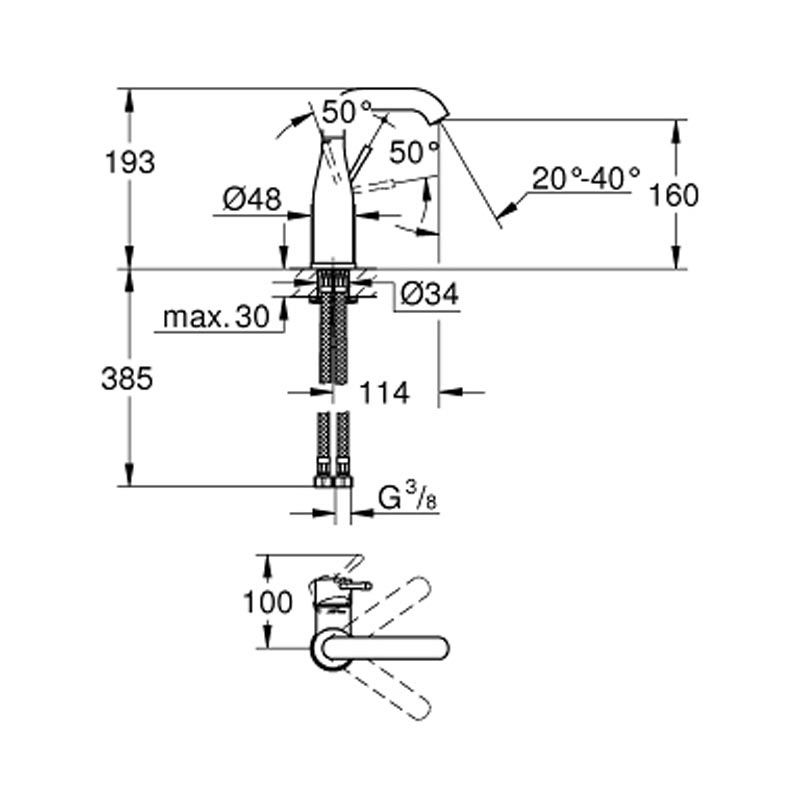 Смеситель Grohe Essence для раковины 23463001 схема 2