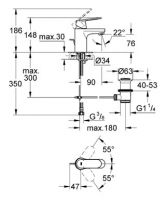 Смеситель Grohe Eurosmart Cosmopolitan для раковины 3282500E схема 5