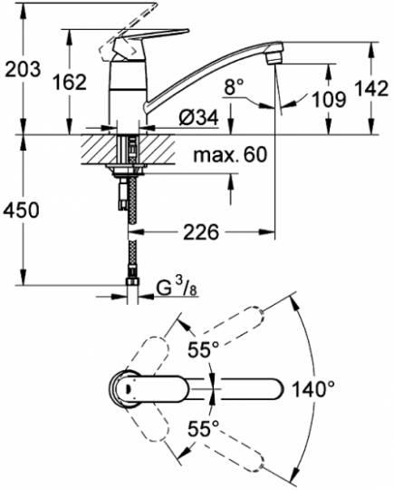 Смеситель Grohe Eurosmart Cosmopolitan для кухни 32842000 ФОТО