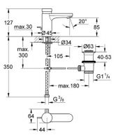 Смеситель Grohe Eurosmart Cosmopolitan Т для раковины 36318000 схема 2