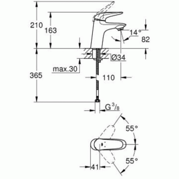 Смеситель Grohe Eurostyle New для раковины 23715003 схема 2