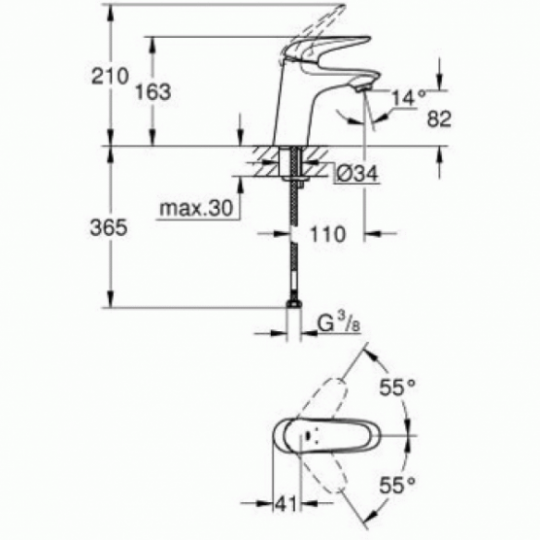 Смеситель Grohe Eurostyle New для раковины 23715003 ФОТО