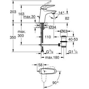 Смеситель Grohe Eurostyle New для раковины 23709003 ФОТО