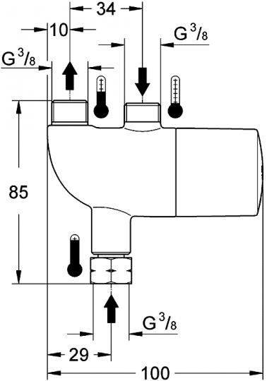 Смеситель Grohe Grohtherm для раковины 34487000 ФОТО