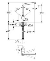 Смеситель Grohe Minta для кухни с L-изливом 31375DC0 схема 5