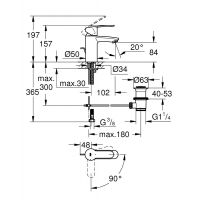 Смеситель Grohe Eurosmart Cosmopolitan для раковины 2337420E схема 2