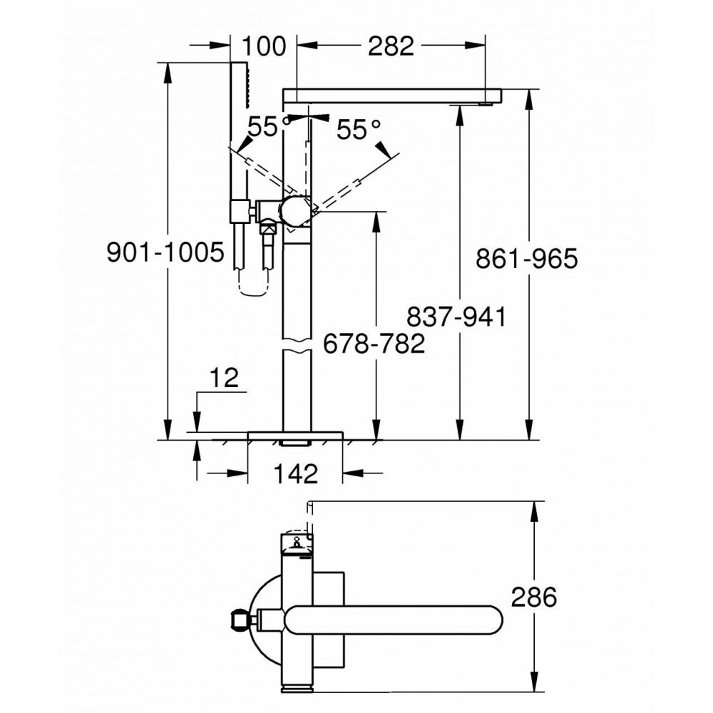 Смеситель Grohe Plus для ванны 23846003 схема 4