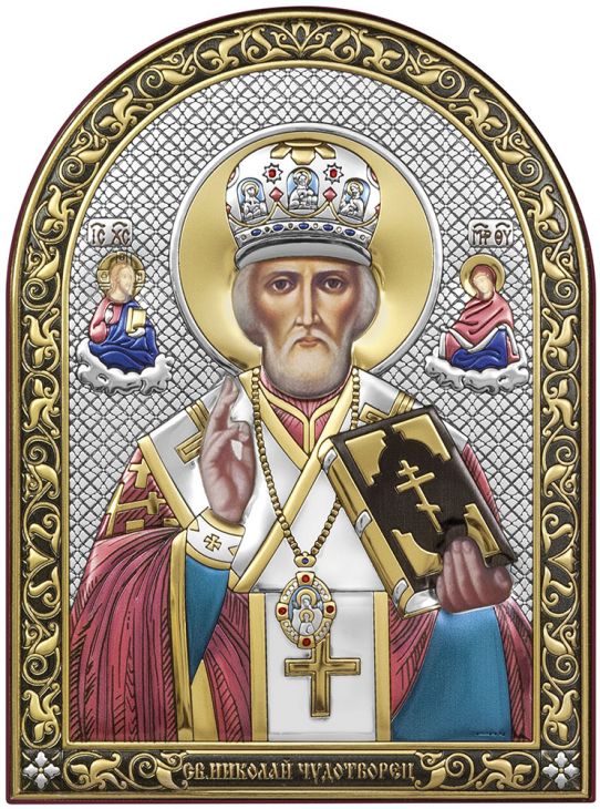 Серебряная икона Николай Угодник (Италия)