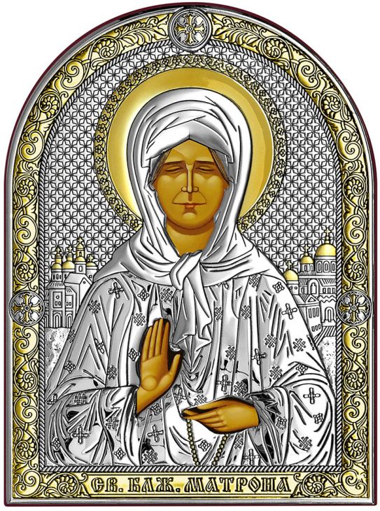 Серебряная икона Святая Матрона Московская (Италия)