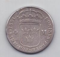 4 марки 1691 года Карл XI Швеция
