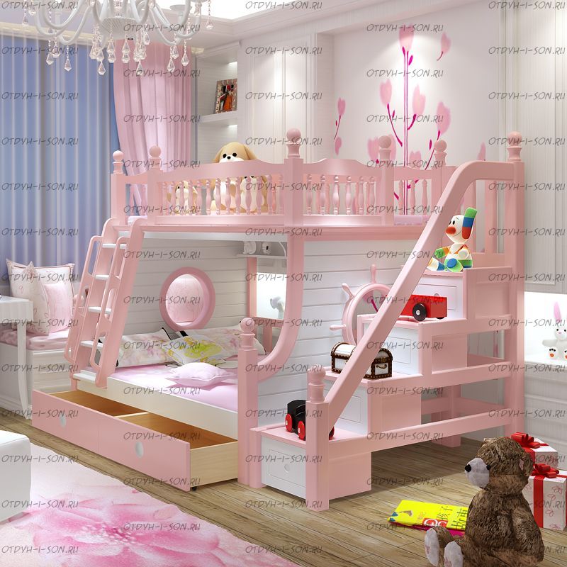 Кровать двухъярусная домик Принцесса Fantasy №IR14