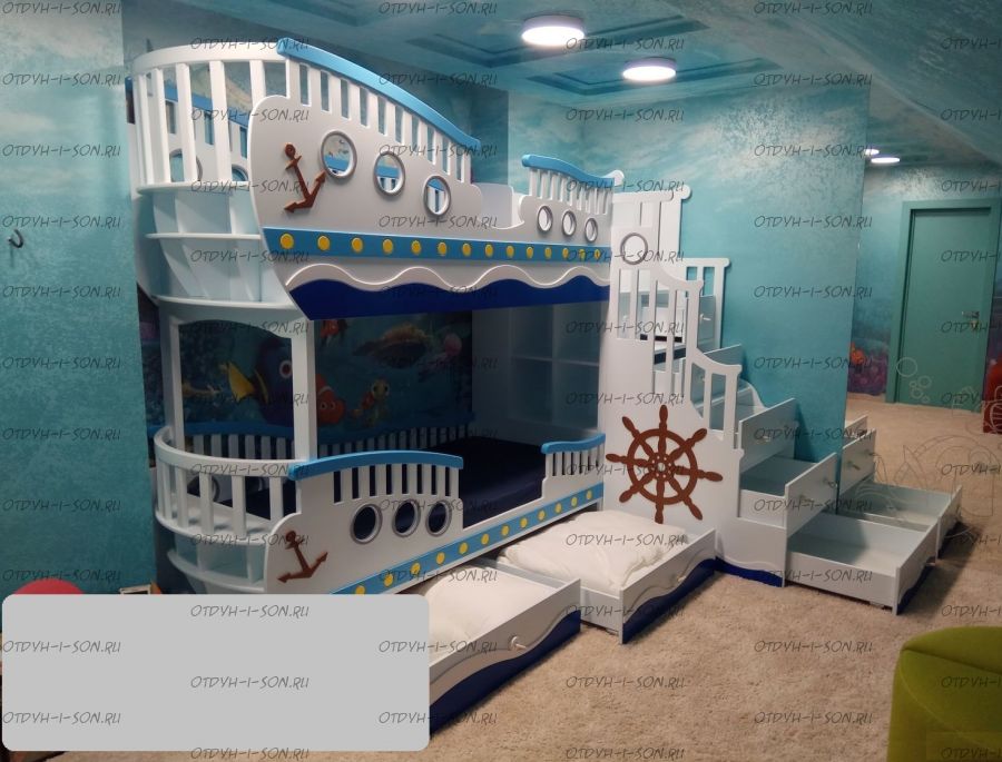 Двухъярусная кровать Домик Капитан Fantasy №12