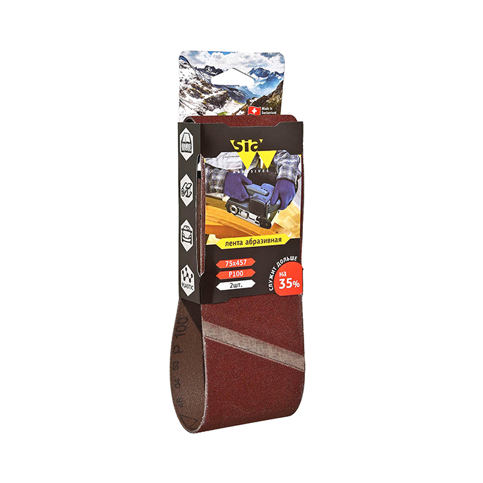 Sia Abrasives siawood 2920 Шлифовальная лента бесконечная, размер 75мм. х 457мм., P100, в упаковке 2шт.