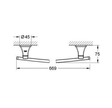 Штанга для полотенца хромированная Grohe Grandera 40629000 66.9 схема 2