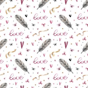 Хлопок Перкаль Перышки на белом 50х37 limit