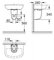 Полупьедестал для раковины grohe bau ceramic 39426000 схема 2