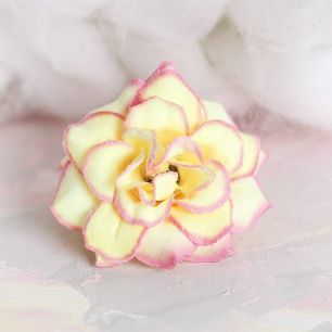 Цветок тканевый Розочка жёлто-розовая 4.5 см